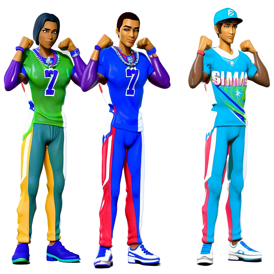 Three Sports Characters Posing