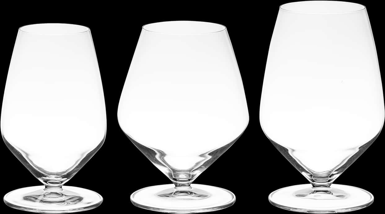 Three Stemmed Wine Glasses Isolated