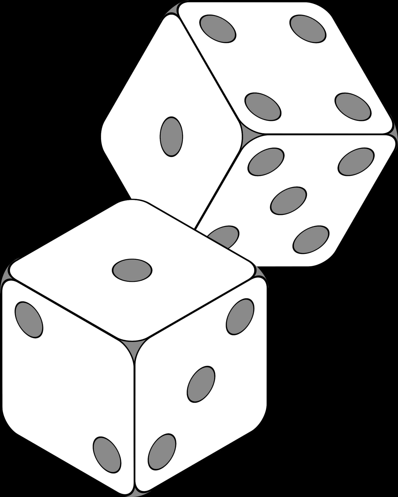 Three White Dice Illustration PNG image with a transparent background, free high-resolution download