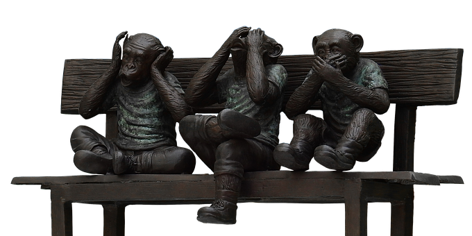 Three Wise Monkeys Sculpture PNG with transparent background