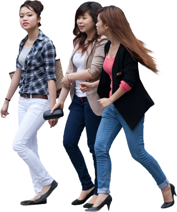 Three Women Walking Together