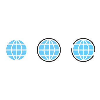 Three World Globe Icons Variations PNG with transparent background