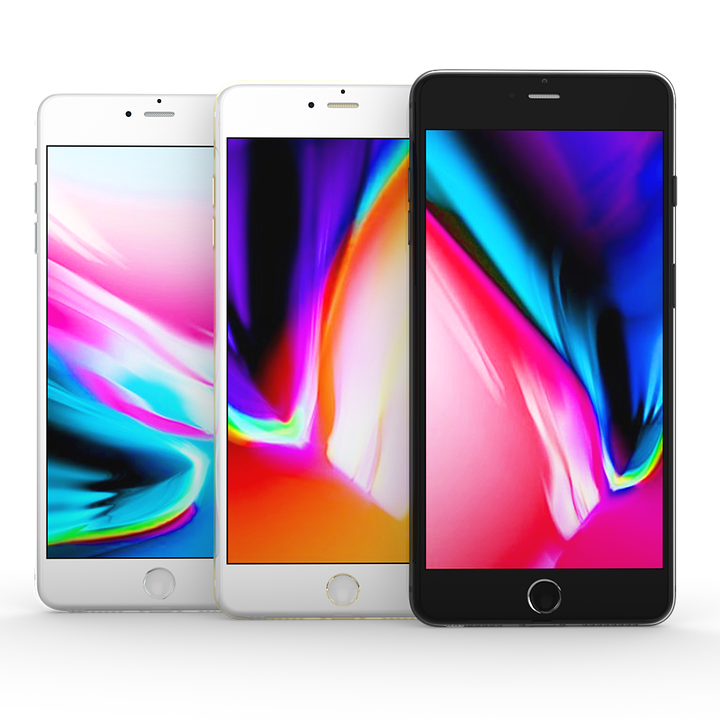 Threei Phone Models Displaying Art PNG with transparent background
