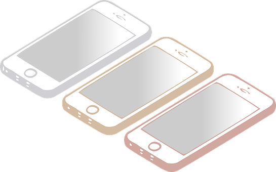 Threei Phones Color Variants PNG with transparent background