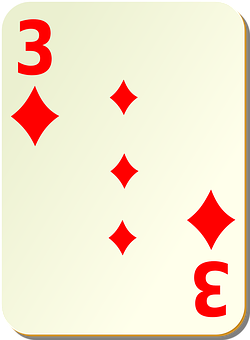 Threeof Diamonds Playing Card PNG with transparent background