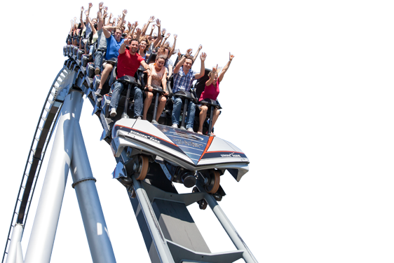Thrilling Roller Coaster Ride PNG with transparent background