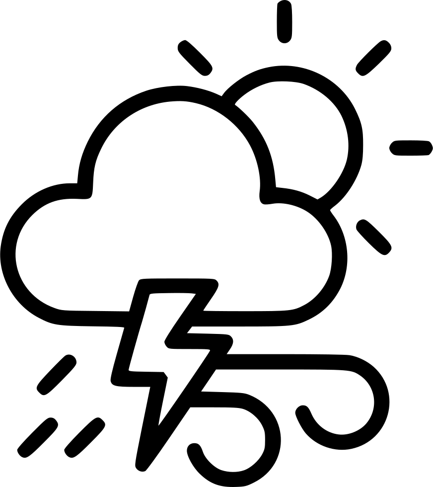 Weather Thunder Sun Wind Cloudy Lightning Comments - Sun And Thunder Black And White Clip Art PNG with transparent background