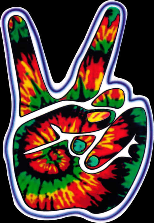 Tie Dye Peace Sign Hand Gesture PNG image with a transparent background, free high-resolution download