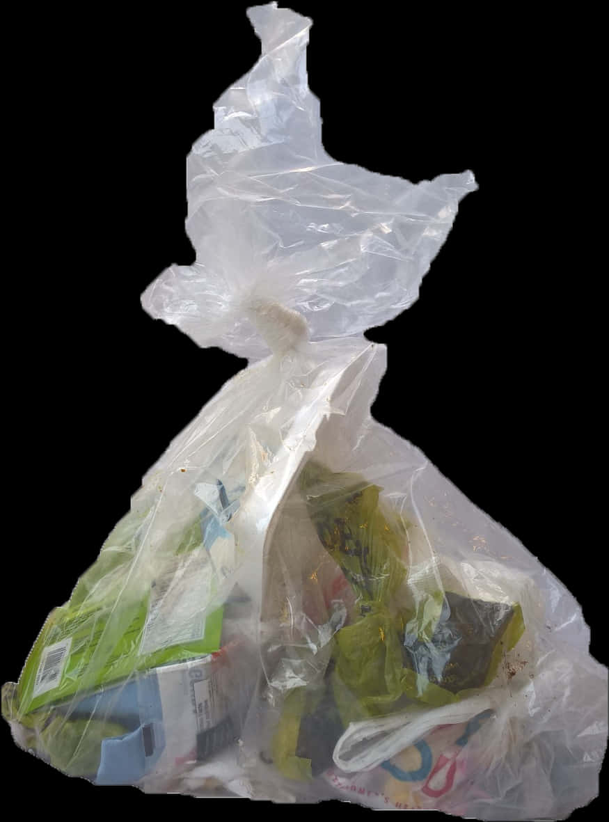 Tied Plastic Bag Fullof Trash