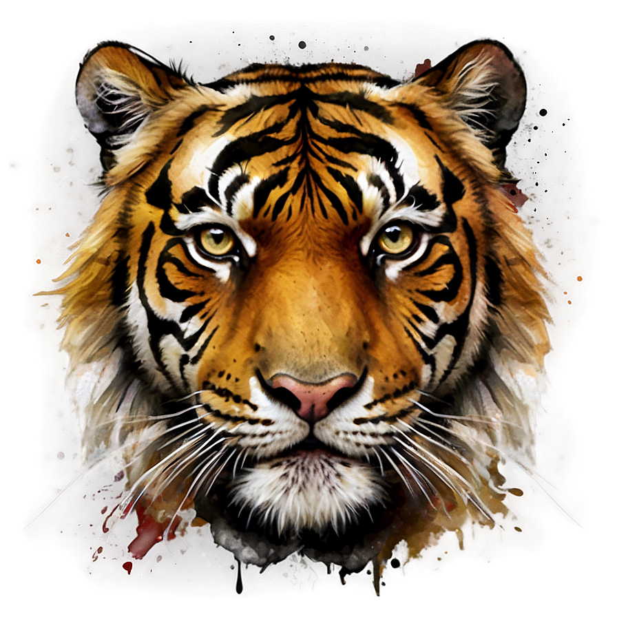 Tiger Face Watercolor Effect Png 78