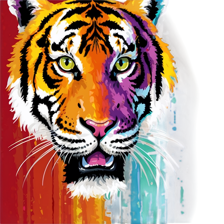 Tiger Face With Abstract Colors Png 06252024