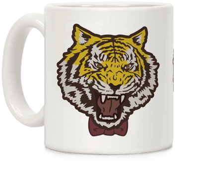 Tiger In A Bow Tie Coffee Mug - Yurio's Tiger Shirt (from Yuri!!! On Ice) PNG with transparent background