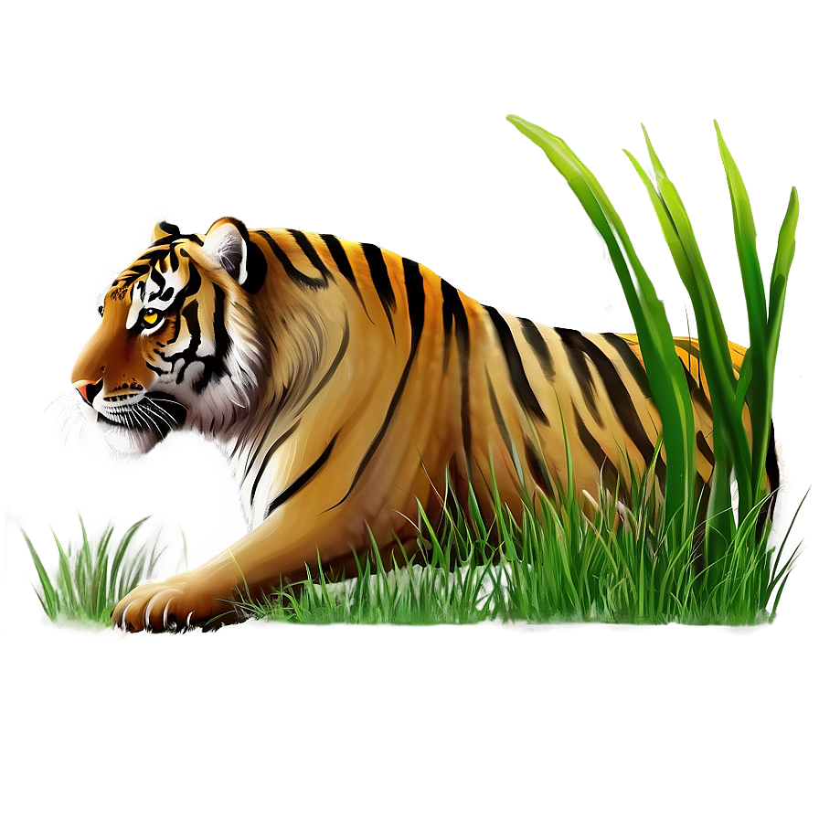 Tiger In Grass Png Rqn