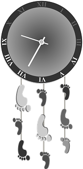 Time Marching Feet Clock PNG with transparent background
