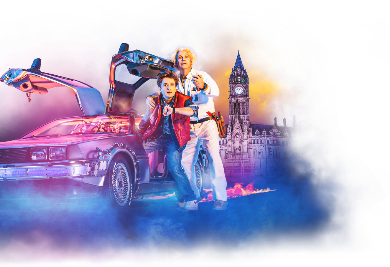 Time Travel Adventure Carand Characters PNG with transparent background