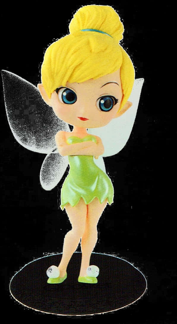 Tinkerbell Figurine Black Background PNG with transparent background