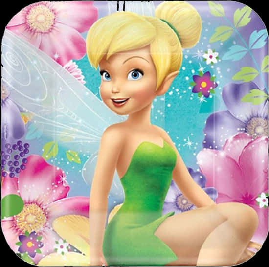 Tinkerbell Floral Backdrop PNG with transparent background