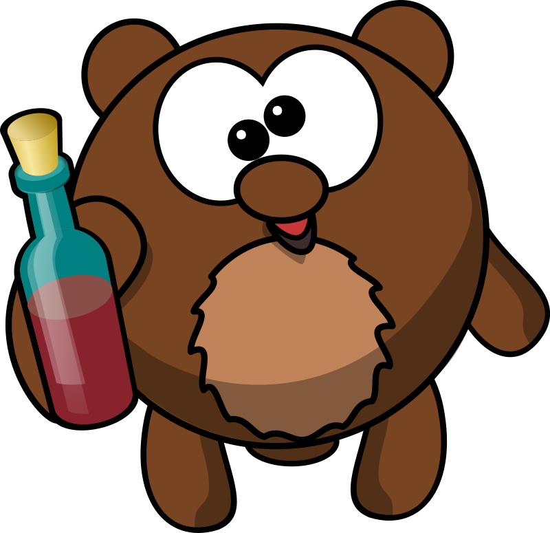 Tipsy Cartoon Bear With Bottle