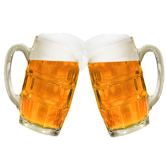 Toasting Beer Mugs PNG with transparent background