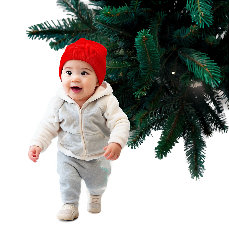 Toddler And Christmas Tree Png 06112024