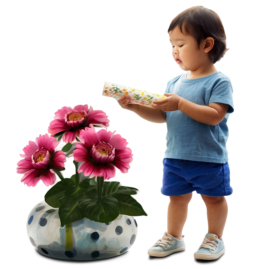 Toddler and Flowers PNG 06112024 PNG with transparent background