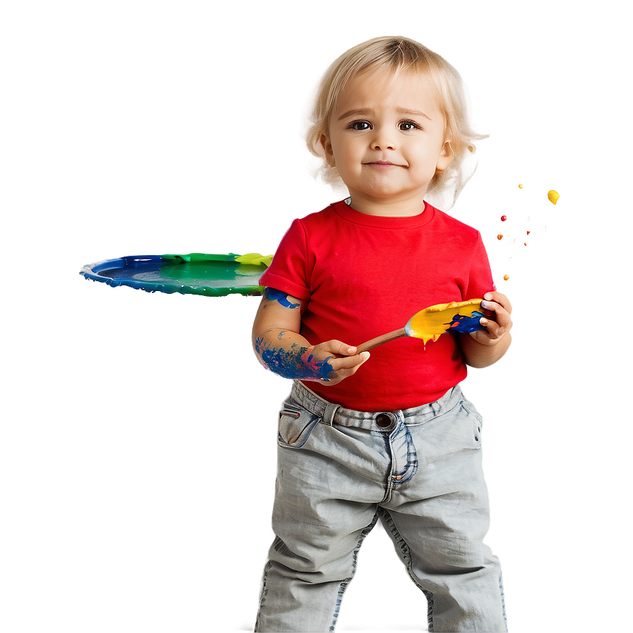 Toddler With Paints Png 06112024