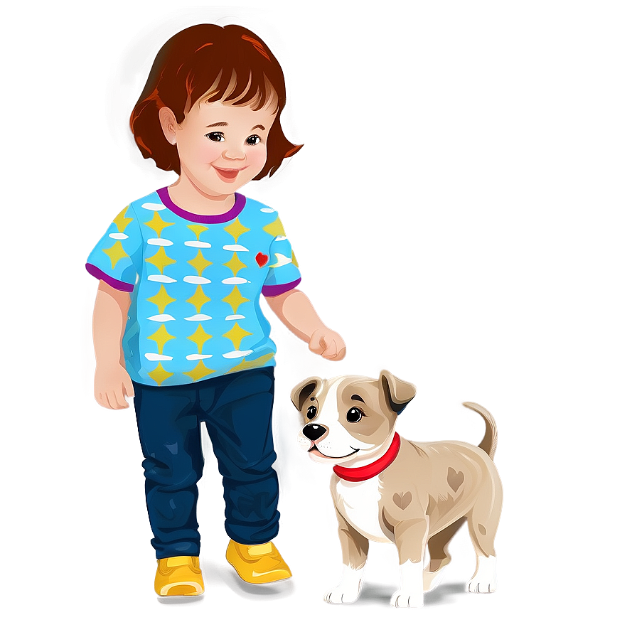 Toddler With Puppy Png 06112024