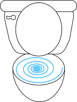 Toilet Bowl Outlinewith Blue Water Ripples PNG with transparent background