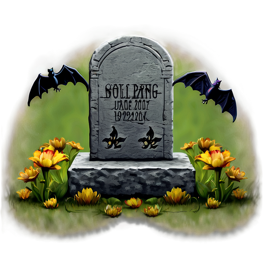 Tombstone With Bat Png 05252024