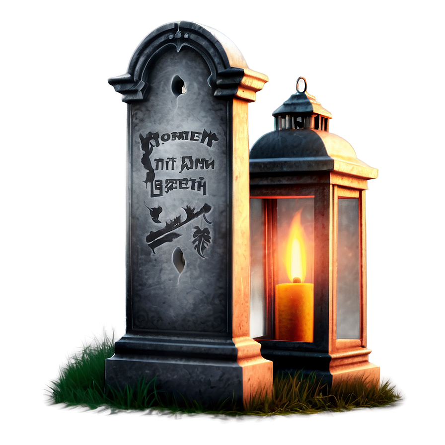 Tombstone With Lantern Png Det