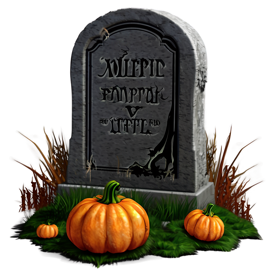 Tombstone With Pumpkin Png Lfr