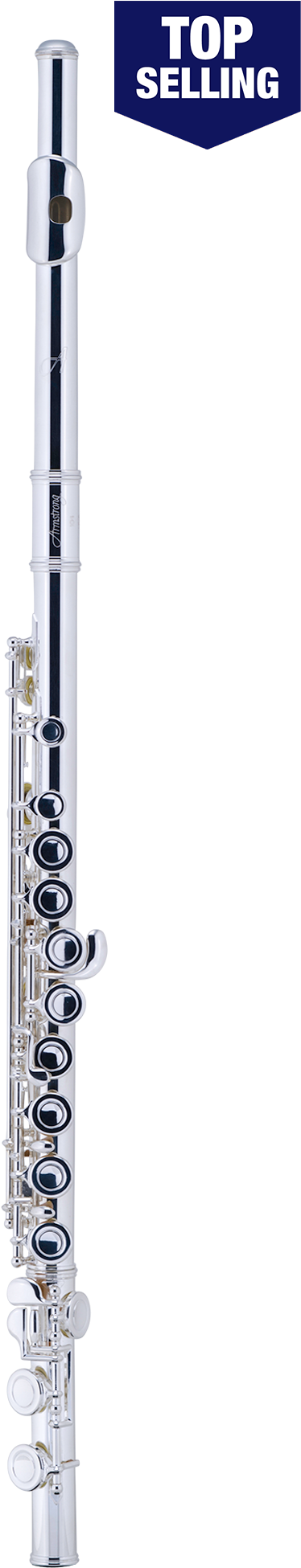Top Selling Silver Flute Vertical View PNG with transparent background