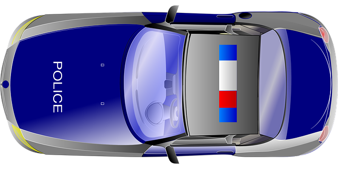 Top View Police Car Illustration PNG with transparent background