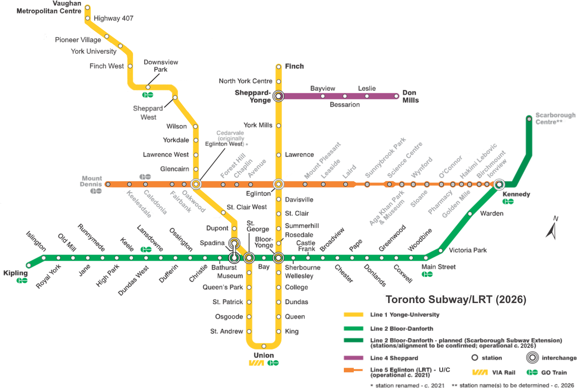Toronto Subway 2026 - Printable Toronto Subway Map, HD Png Download PNG with transparent background