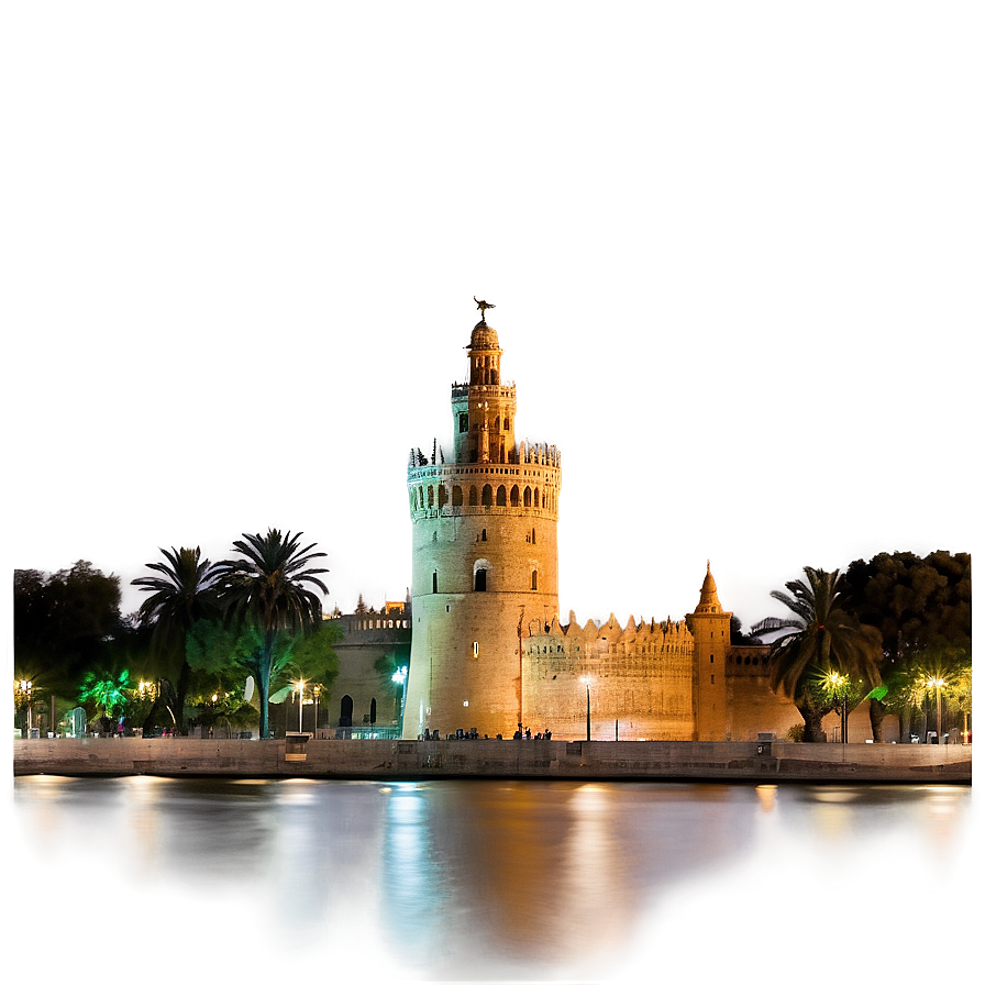 Torre Del Oro Sevilla Night View Png Aox75