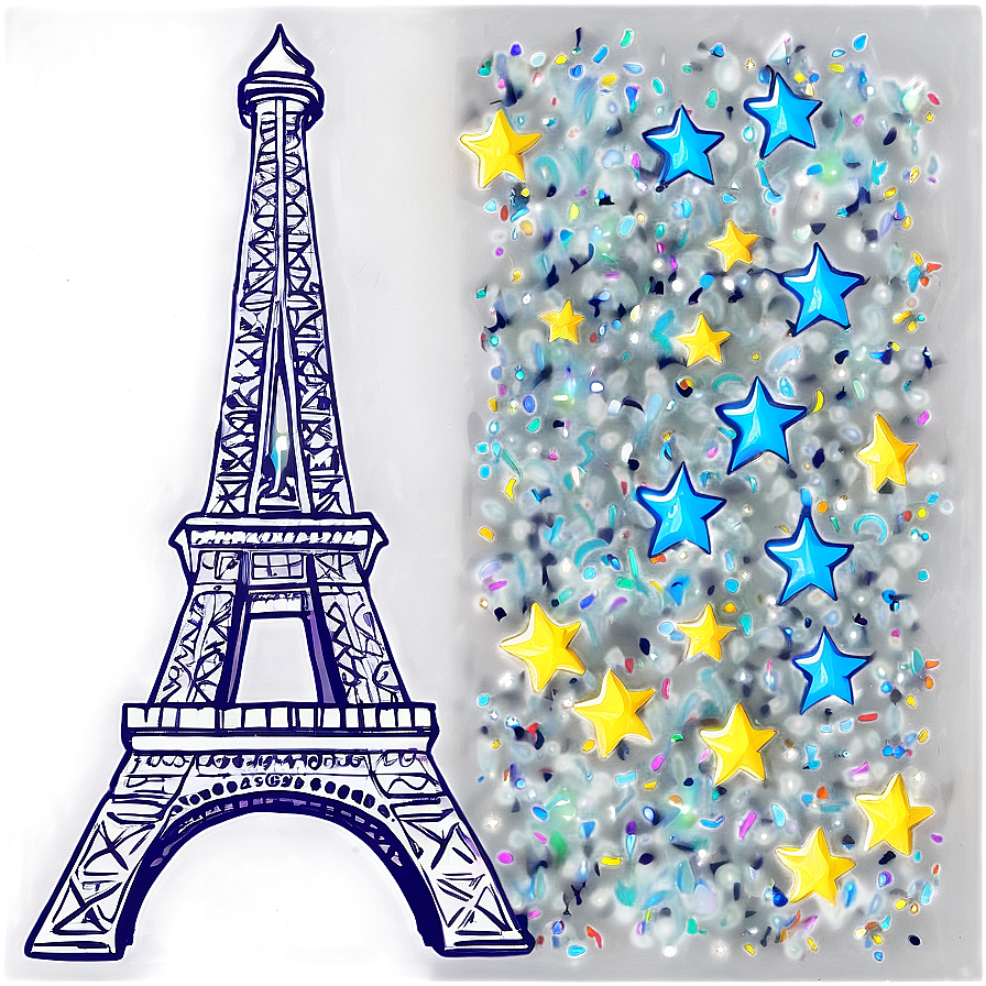 Torre Eiffel And Sparkling Stars Png 06262024