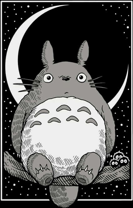 Totoro Moonlight Illustration PNG with transparent background