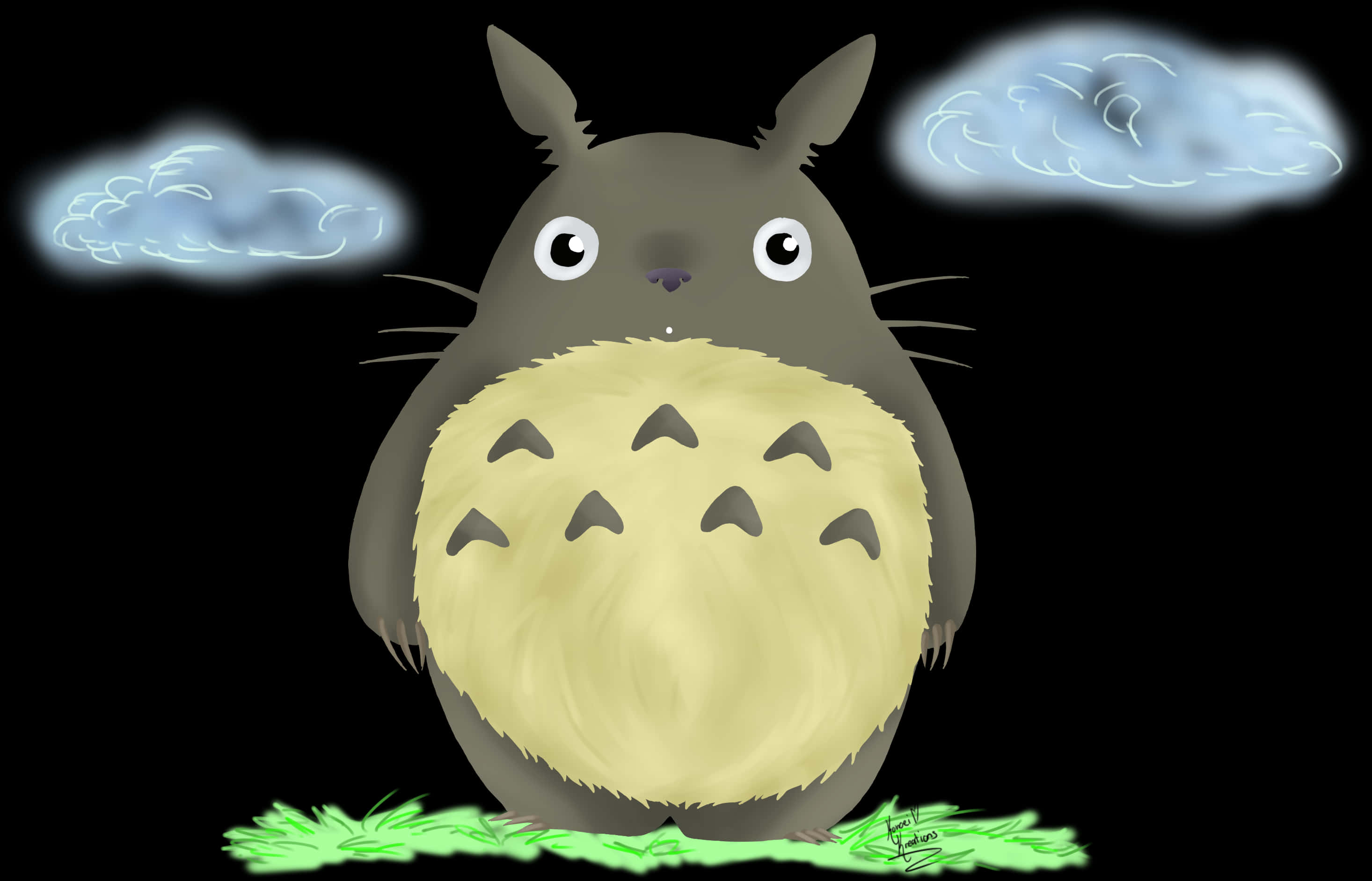 Totoro Nighttime Illustration PNG with transparent background