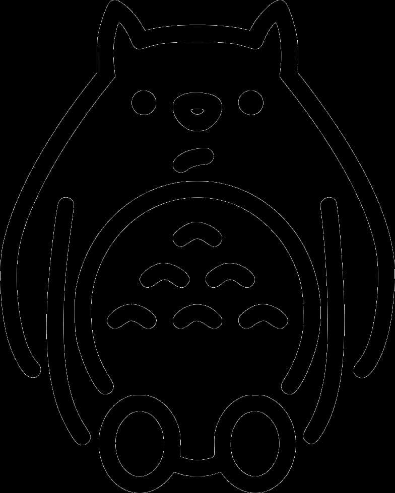 Totoro Outline Art PNG with transparent background