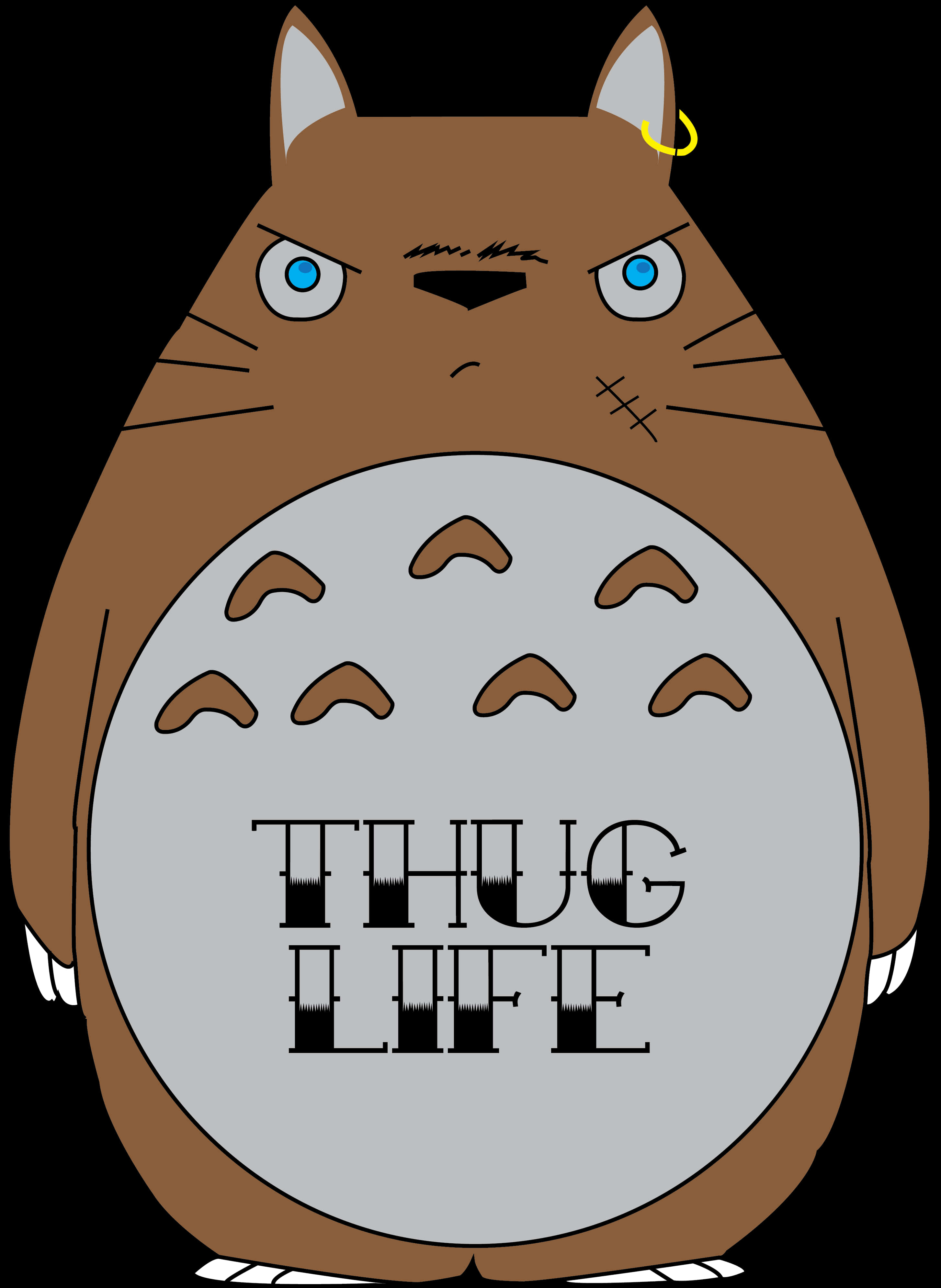 Totoro Thug Life Parody PNG with transparent background