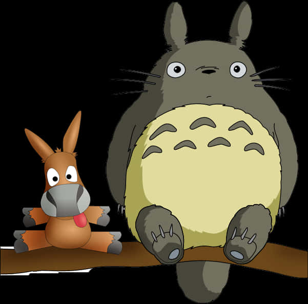 Totoroand Friend Cartoon PNG with transparent background