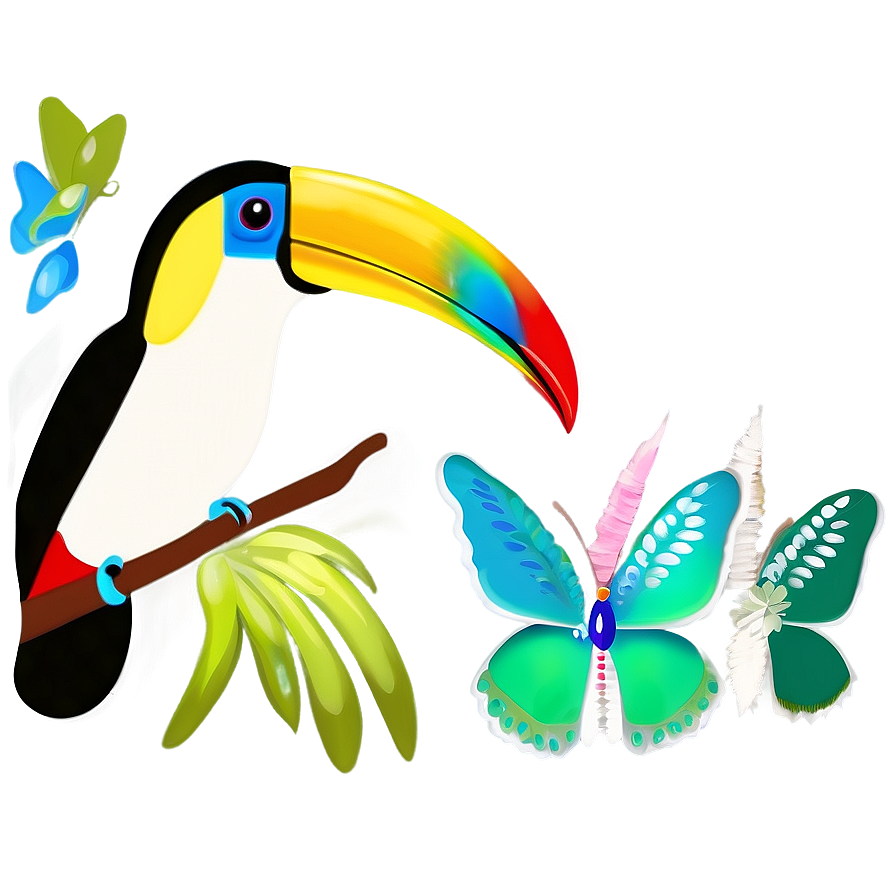 Toucan And Butterfly Png 06112024