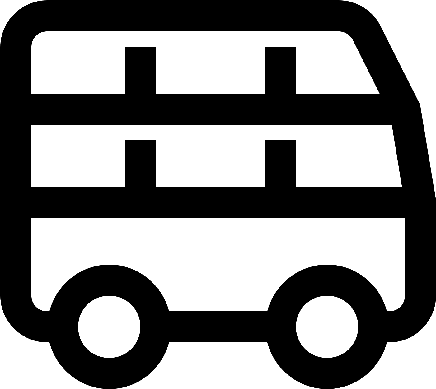 Tour Bus Icon Blackand White PNG with transparent background