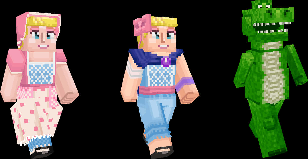Toy Story Characters Minecraft Version PNG with transparent background