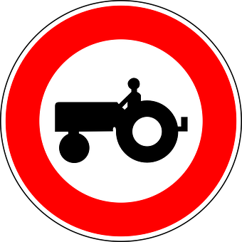 Tractor Sign Red Circle PNG with transparent background