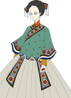 Traditional Asian Attire Illustration PNG with transparent background