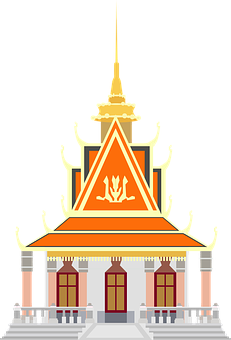 Traditional Asian Temple Illustration PNG with transparent background