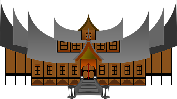 Traditional Asian Temple Illustration PNG with transparent background