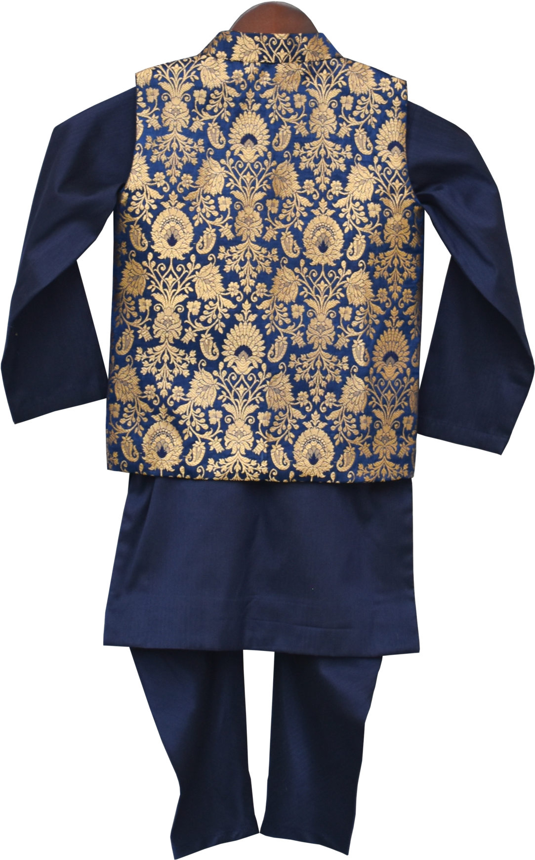 Traditional Blue Kurta With Gold Embroidery