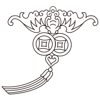 Traditional Chinese Amulet Outline PNG with transparent background